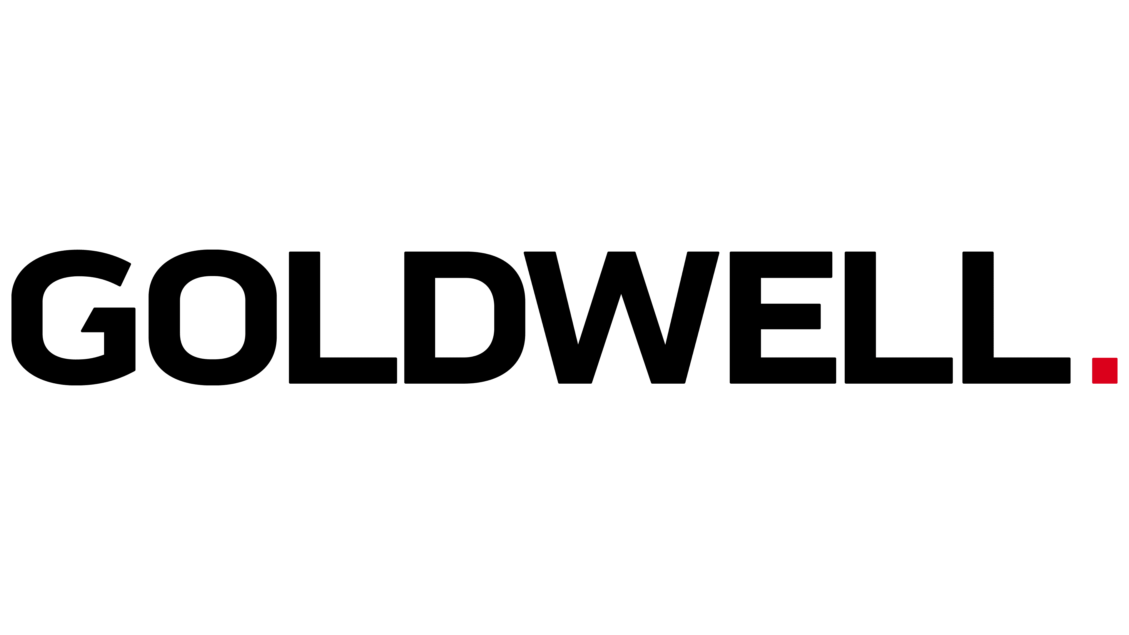 “Goldwell logo with bold black text and a small red dot at the end, displayed on a white background.”